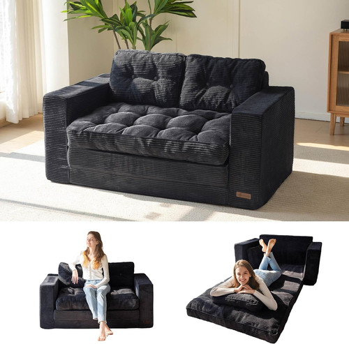 Black convertible sofa bed - sofa,